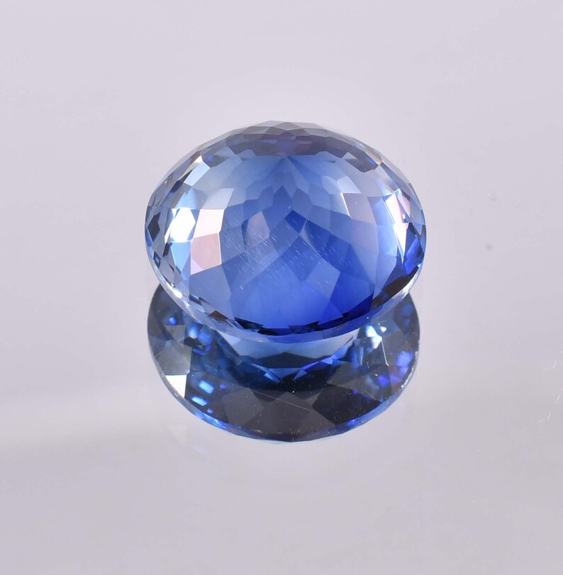 18 x 18 MM Flawless 29.95 Ct Natural Royal Blue Ceylon Sapphire Round Cut Master Cut Gemstone GIT Certified Heart Touching Use Making Ring image 5