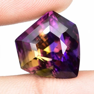 AAA 14.90 Ct Natural Purple Yellow Ametrine Fancy Cut Loose Gemstone (GIT) Certified Very Precious High-End Glamorous(: Bomb Fire You Like
