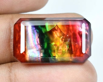 HUGE 43.85 Ct Natural Ammolite Loose Gemstone opal-like Organic Doublet Rare Certified, Very Precious, Breathtaking Play OF Color You Loved