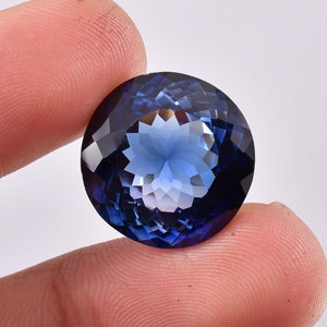 18 x 18 MM Flawless 29.95 Ct Natural Royal Blue Ceylon Sapphire Round Cut Master Cut Gemstone GIT Certified Heart Touching Use Making Ring image 4