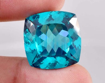 15 x 15 MM Flawless 19.00 Ct Natural Blue Green Bi-Color Parti Sapphire Loose Gemstone GIT Certified Use Jewelry , Ring & Pandent Gemstone