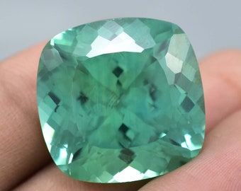 Flawless 65.25 Ct Natural Blue Green Bi-Color Parti Sapphire Loose Gemstone Cushion Cut GIT Certified Use Making Jewelry , Ring & Pandent