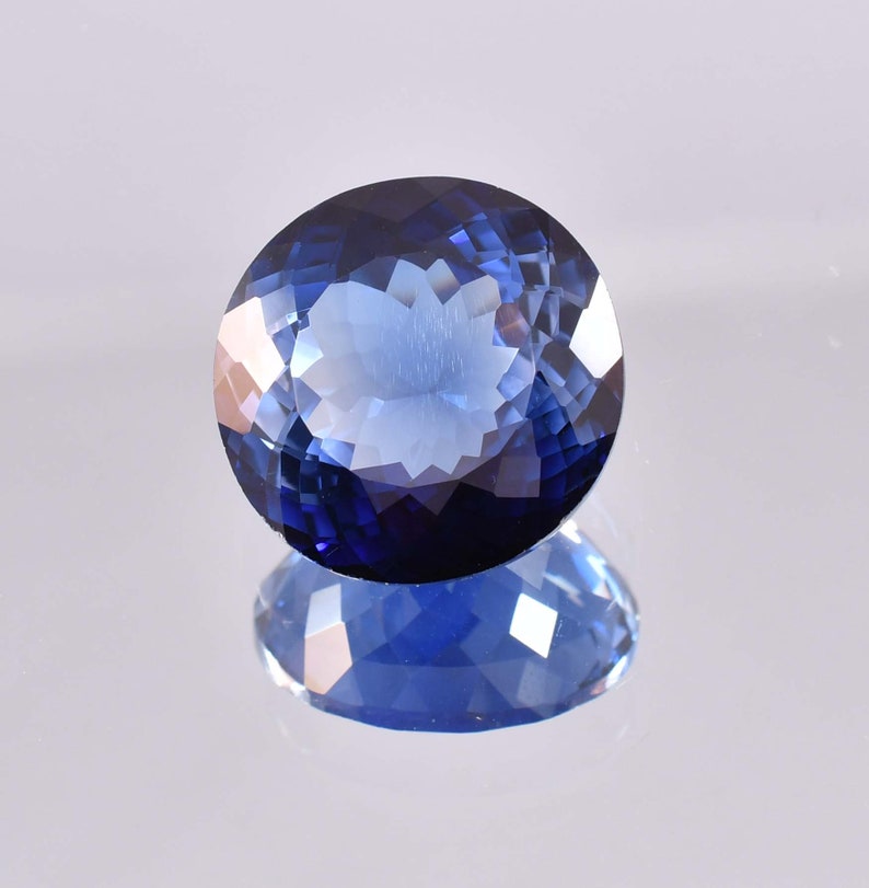 18 x 18 MM Flawless 29.95 Ct Natural Royal Blue Ceylon Sapphire Round Cut Master Cut Gemstone GIT Certified Heart Touching Use Making Ring image 3