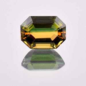15 x 11 mm Flawless 9.80 Ct 100% Natural Bi-Color Tourmaline Master Emerald Cut Loose Gemstone BOMB Fire Heart Touching GIT Certified gem