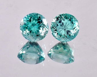 1 Pair Flawless Natural Blue Green Bi-Color Parti Sapphire Round Cut (GIT Certified) Use Make Jewelry & Ring, Gemstone All Size Available