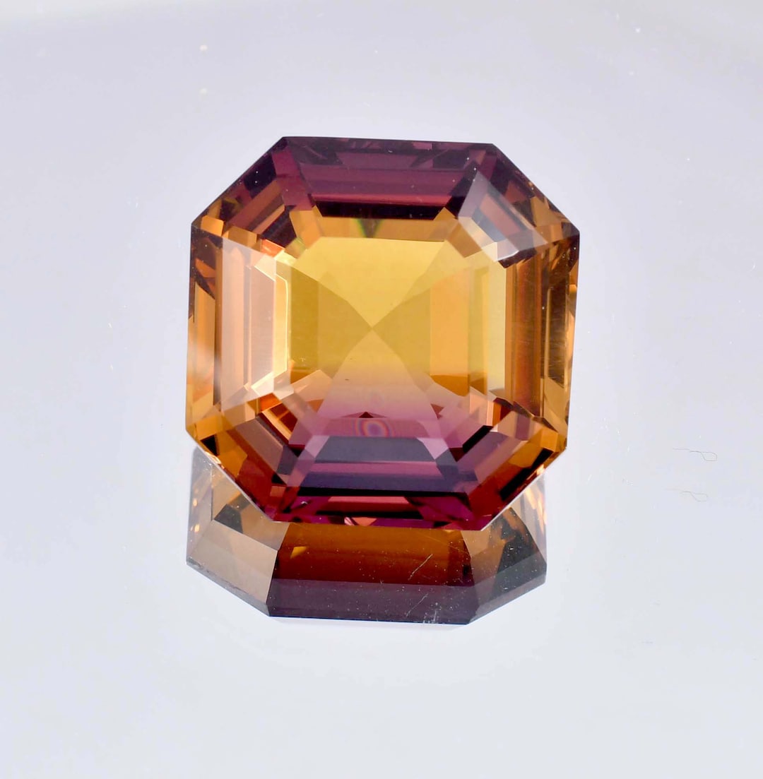 HUGE Ct Natural Purple Yellow Ametrine Asscher Cut Loose