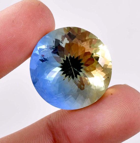 15 X 15 MM Flawless 19.70 Ct Natural Blue Green Bi-Color Parti Sapphire Loose Gemstone GIT Certified Use Jewelry , Ring & Pandent Gemstone