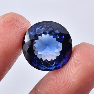 18 x 18 mm, parfait, 29,95 ct, naturel, bleu royal, saphir, ceylan, rond, taille, maître, pierre précieuse, certifié, GIT, certifié, coeur, toucher, utilisation, faire bague image 2