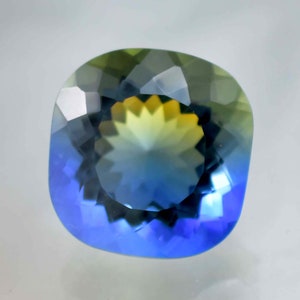 Flawless 42.75 Ct Natural Blue Yellow Bi-Color Parti Sapphire Loose Gemstone Cushion Cut GIT Certified Use Making Jewelry , Ring & Pandent
