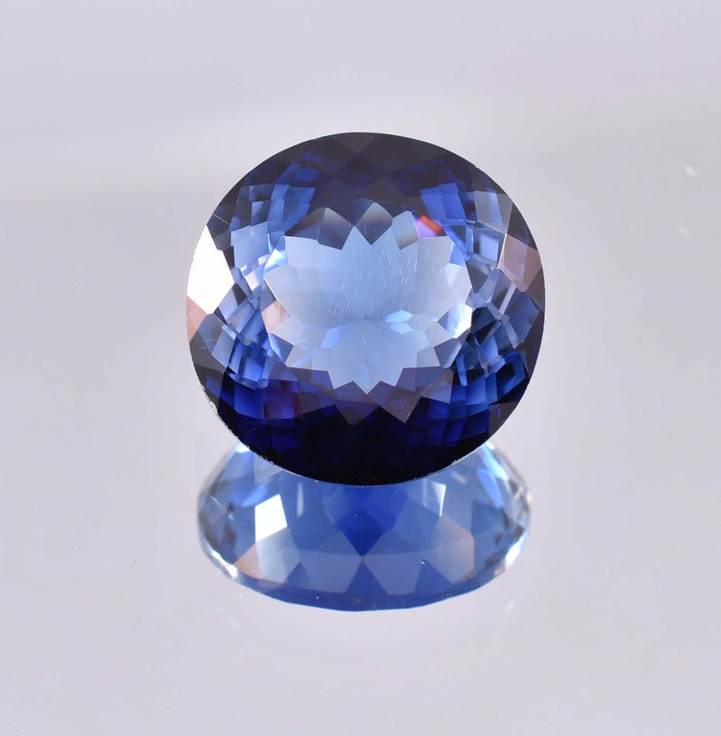 18 x 18 mm, parfait, 29,95 ct, naturel, bleu royal, saphir, ceylan, rond, taille, maître, pierre précieuse, certifié, GIT, certifié, coeur, toucher, utilisation, faire bague image 1