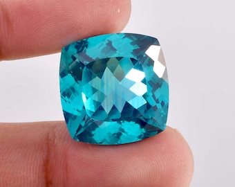 15 x 15 MM Flawless 19.00 Ct Natural Blue Green Bi-Color Parti Sapphire Loose Gemstone GIT Certified Use Jewelry , Ring & Pandent Gemstone