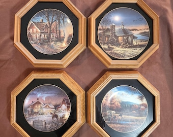Set of 4 Terry Redlin Framed Plates