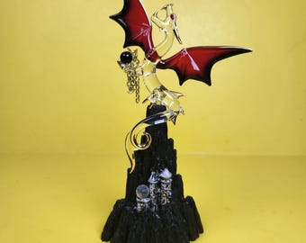 Glass Baron Castle Mountain Dragon Figurine