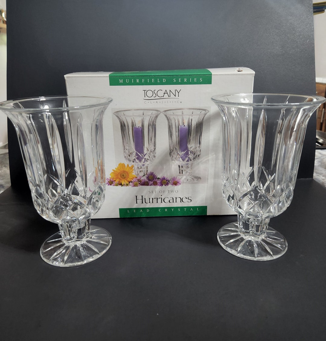 Set of 2 St. Crystal Lead Crystal Toscany Hurricane Etsy