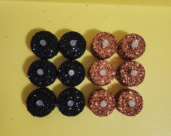 Juego de 12 velas de té a pilas con purpurina naranja y negra **Envío gratis**