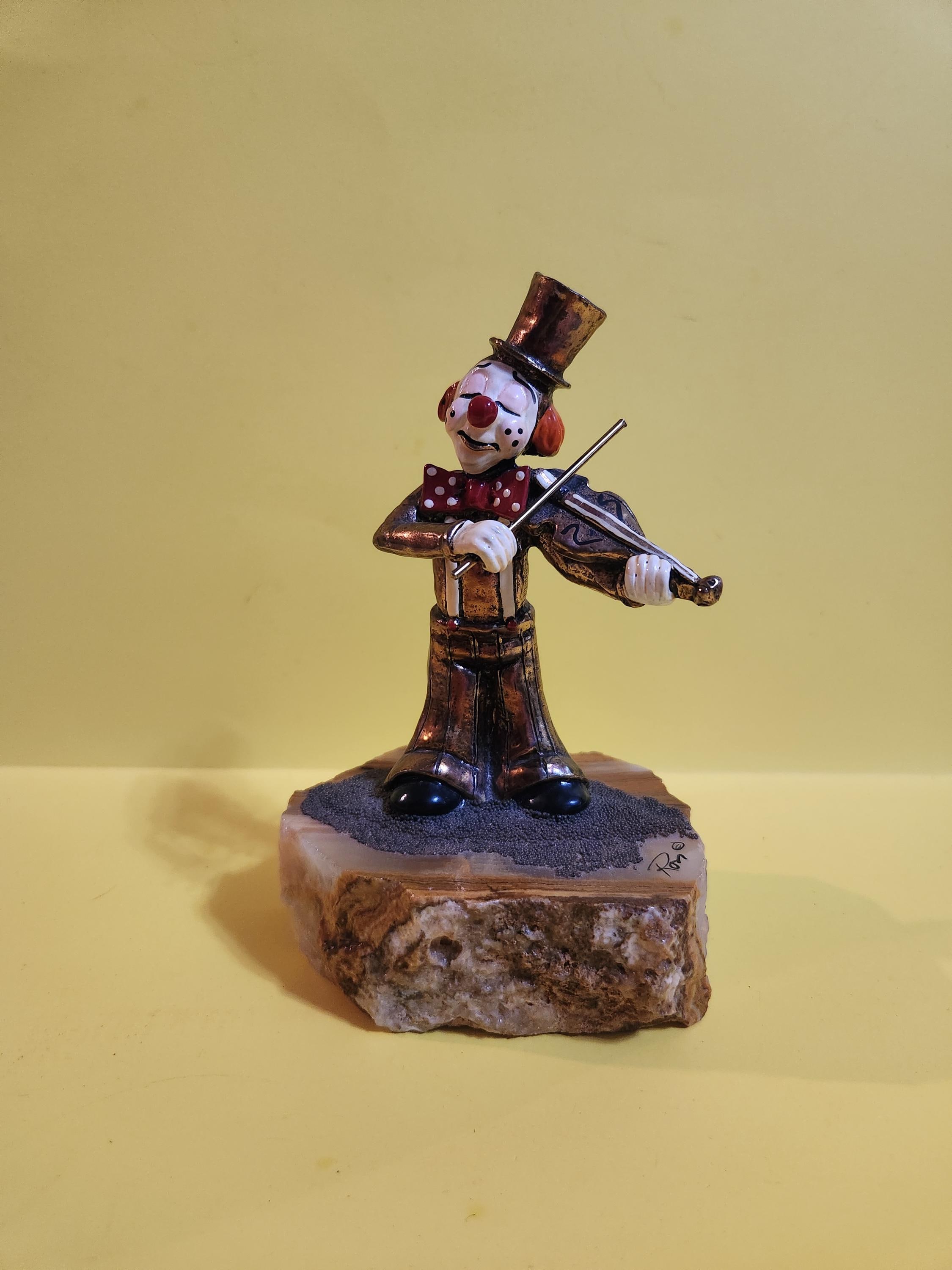 Ron Lee Pewter Clown Figurine Featuring a Clown Playing the Violin