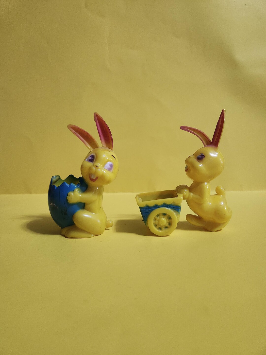 Group of 2 Plastic Bunny Blow Molds Featuring One Bunny Carrying and ...