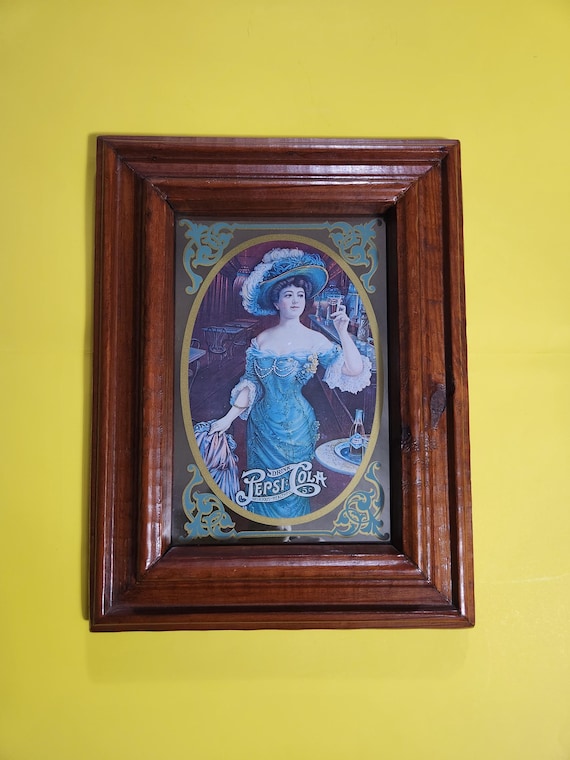 Professionally Framed Pepsi Cola Mirror Featuring a Victorian Lady