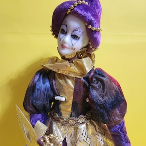 Pierrot Porcelain Dancing Musical Masquerade Doll From The Christmas Around The World Collection  **Free Shipping**