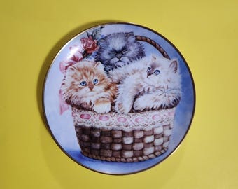 Three Little Kittens Porcelain Plate by K. Duncan, 1991, Limited Edition, Numbered, Franklin Mint  **Free Shipping**