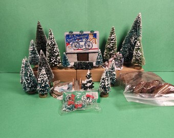 Conjunto de figuras y accesorios para un pueblo navideño (Conjunto 98)