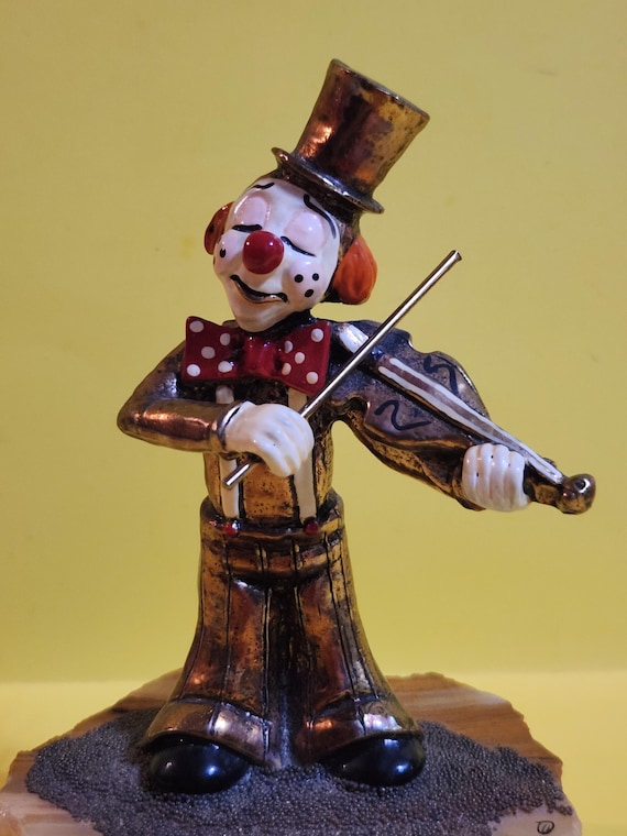 Ron Lee Pewter Clown Figurine Featuring a Clown Playing the Violin