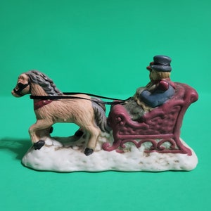 Ceramic 2 Horse Drawn Carriage for Christmas Village  **Free Shipping**