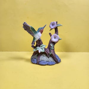 Ceramic Ruby-Throated Hummingbird Figurine