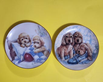 Various Ruane Manning Puppy Pals Plates, Numbered, 1989, The Danbury Mint  **Free Shipping**