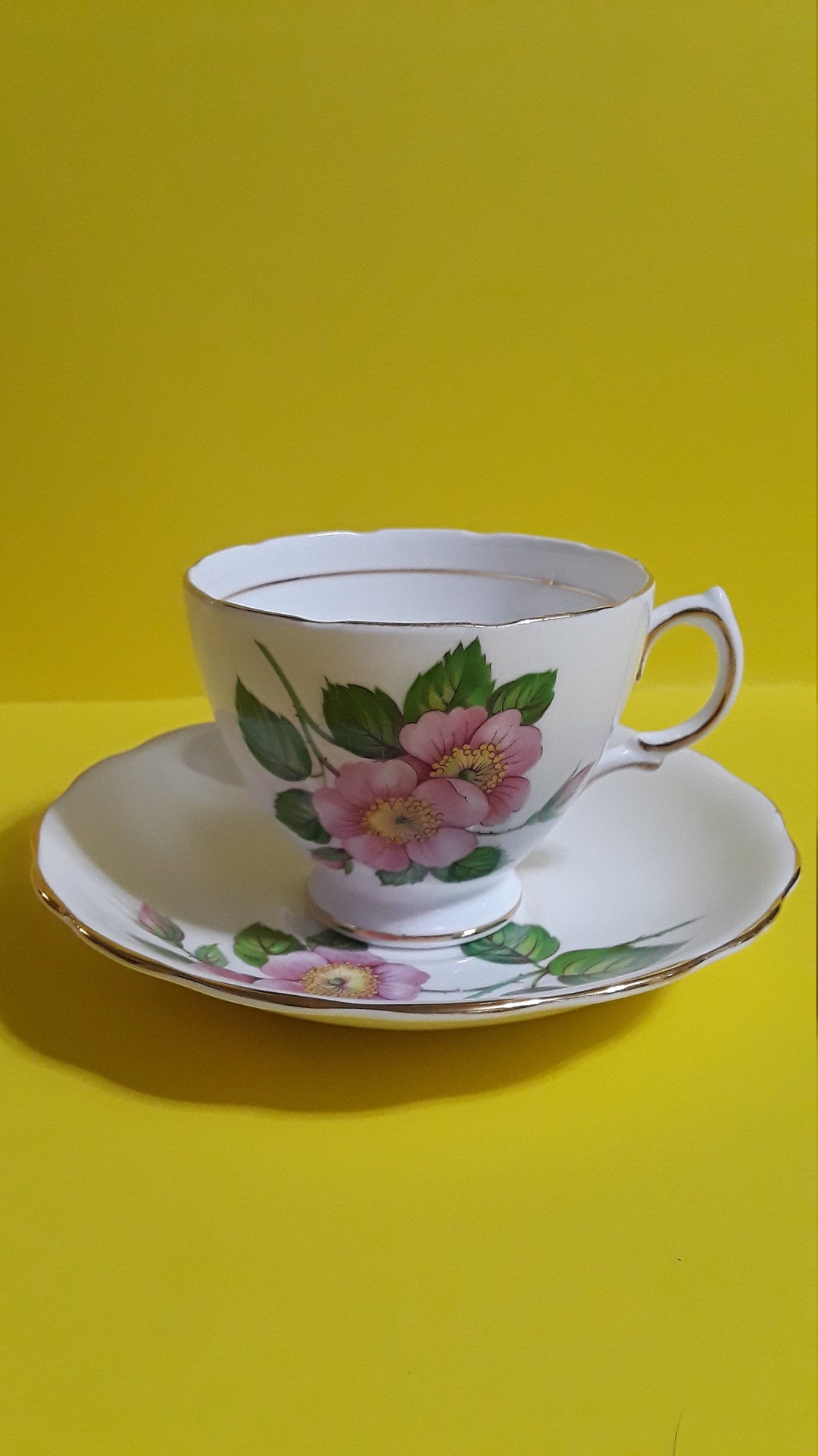 Royal Vale Bone China, Made in England, Ceramic White Teacup and Saucer