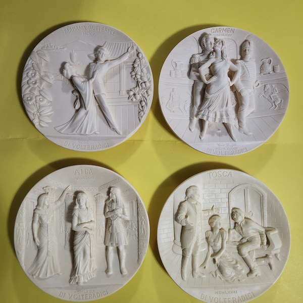 La Scala Grand Opera Alabaster Plates, Made in Italy, 1970s, Comes with COAs  **Free Shipping**