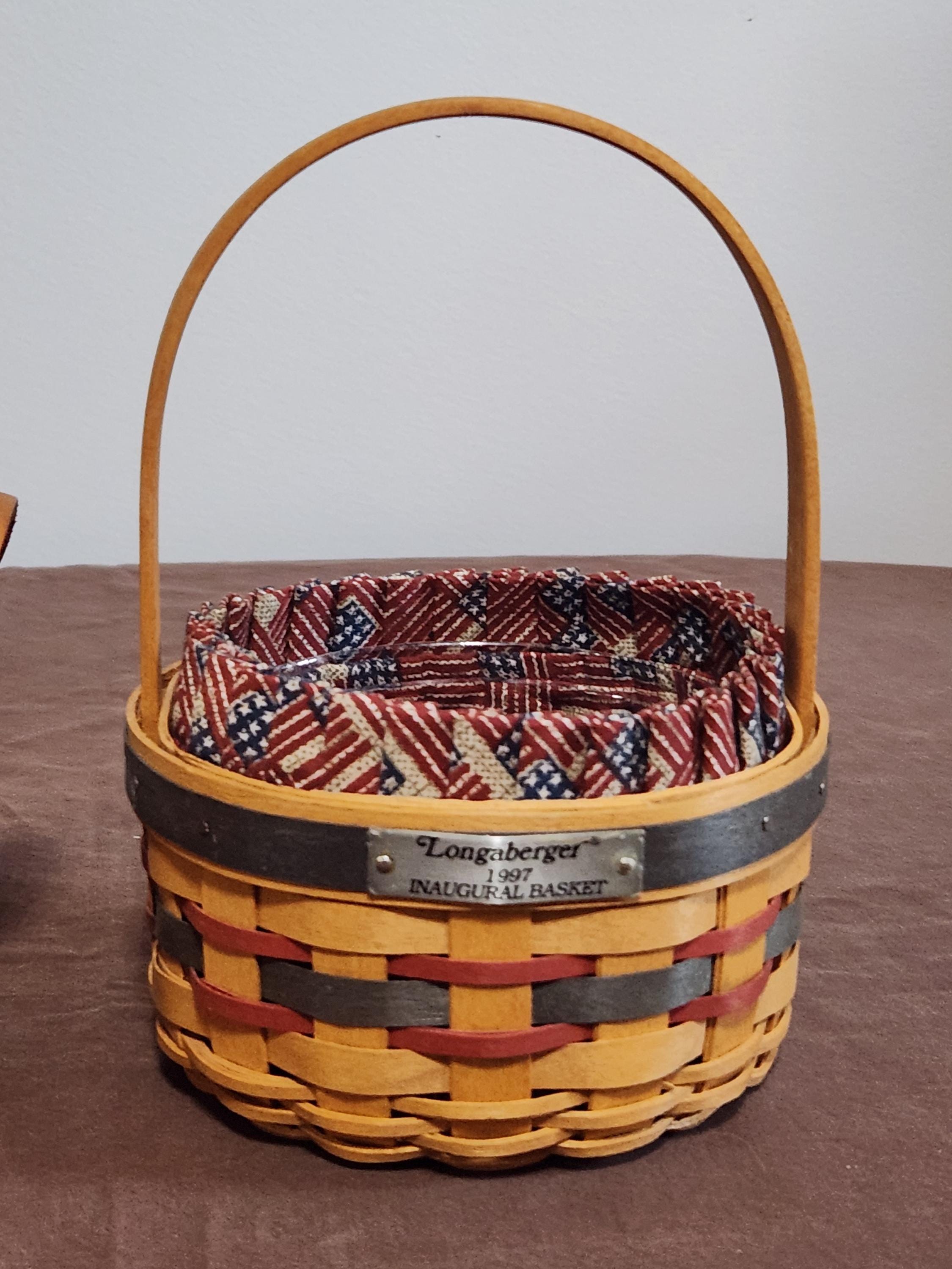 Group of 2 Round Longaberger Baskets With Handles, Original