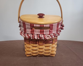 Cesta con tapa "Buenas noticias" de la colección navideña Longaberger, edición 1998 **Envío gratuito**