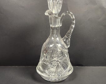 American Brilliant Period 24% Lead Glass Crystal Decanter with Handle