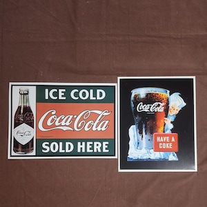 Grupo de 2 réplicas de carteles publicitarios de Coca-Cola en metal **Envío gratuito**