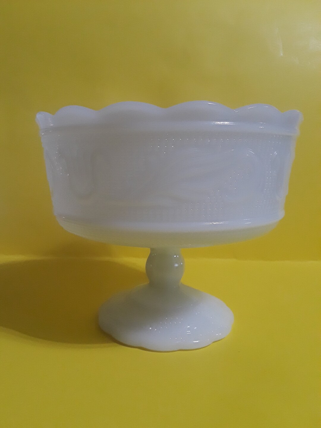 E.O. Brody Co, M6000, Milk Glass Pedestal Bowl, Made in U.S.A free