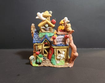 Ceramic/Porcelain Halloween Ghost School Lighted House  **Free Shipping**