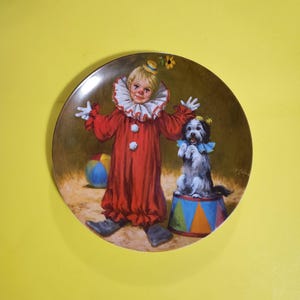 Tommy the Clown Plate by Artist John McClelland from the Mc Clelland Children&#39;s Circus Collection, 1982  **Free Shipping**
