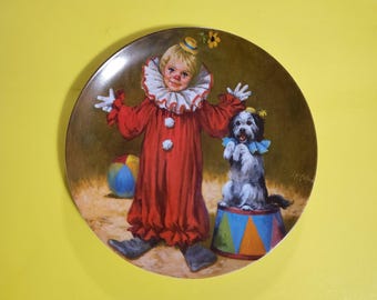 Tommy the Clown Plate by Artist John McClelland from the Mc Clelland Children's Circus Collection, 1982  **Free Shipping**