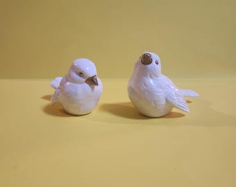 Pair of White Goebel Bird Figurines with Gold Accents, Made in W Germany, CV72, CV74  **Free Shipping**