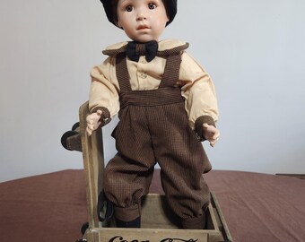 Danny Franklin Mint Coca-Cola Porcelain Doll with Scooter and Original Box  **Free Shipping**