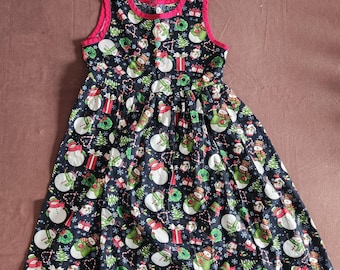 Girls Dress Christmas Snowman Themed (Size 8)