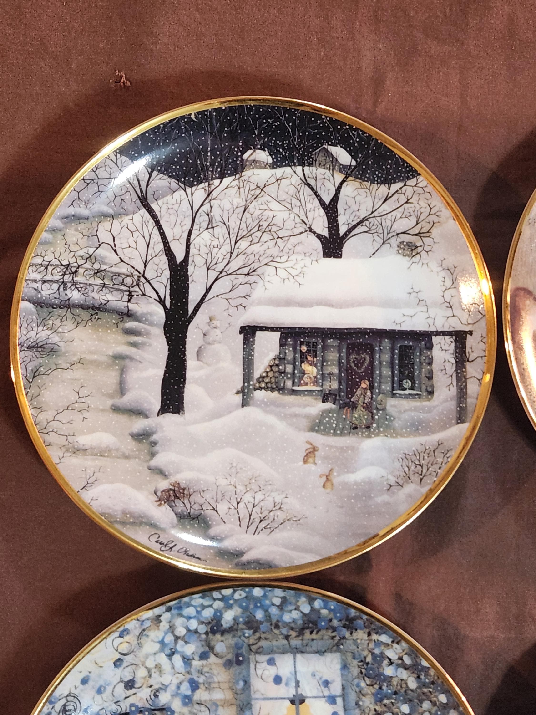 Various Franklin Mint Folk Art Fine Porcelain Plate by Carol