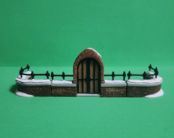 Set of 3 Department 56 Hand Painted Porcelain Churchyard Gate And Fence Figurines