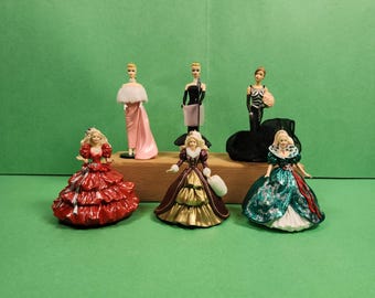 Group of 6 Barbie Hallmark Keepsake Ornaments from the 1990's
