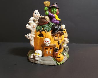 Lighted Ceramic Halloween Village Pumpkin House  **Free Shipping**