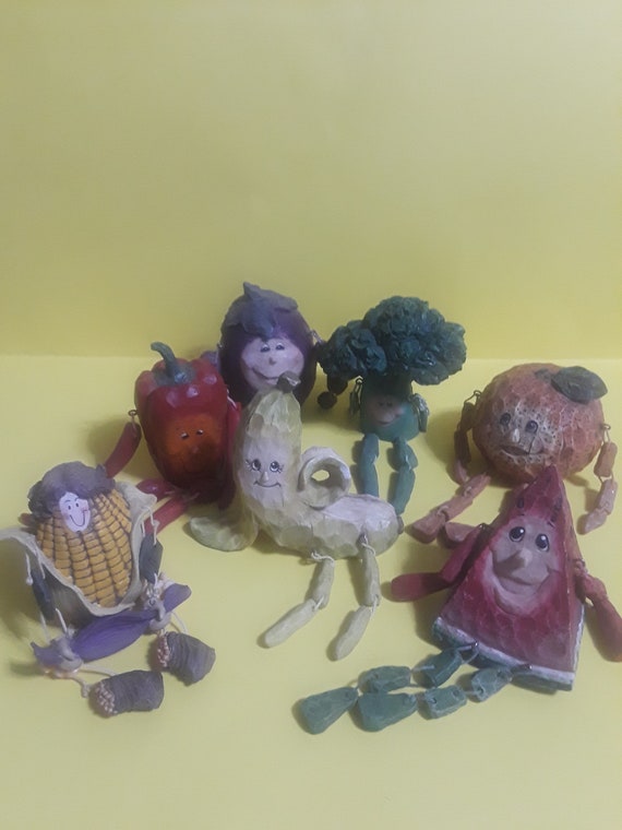 Set of 7 Fruit/vegetables Shelf Sitters free Shipping Etsy