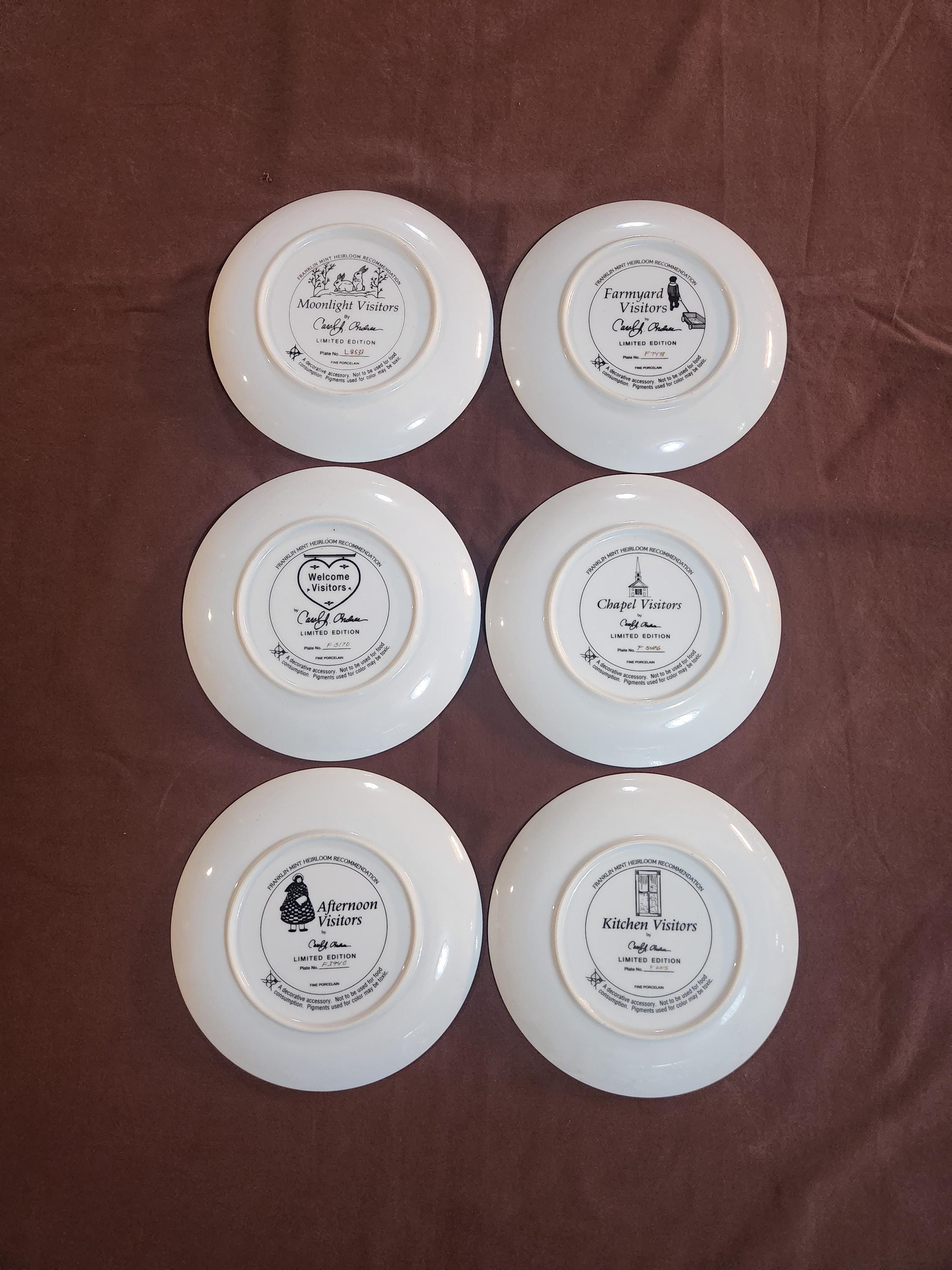Porcellane D'arte ミニプレート Various Franklin Mint Folk Art Fine Porcelain Plate by Carol