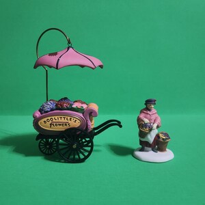 Set of 2 Department 56 Hand Painted Porcelain Chelsea Market Flower Monger & Cart Figurines from the Heritage Village Collection *Free Ship*