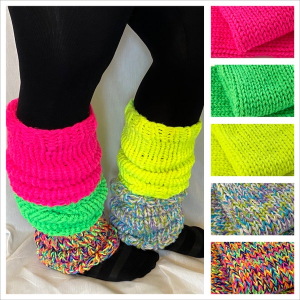 Chunky hand knitted leg warmers, boot cuff, mid-calf, thigh high